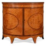 Y A GEORGE III SATINWOOD AND KINGWOOD CROSSBANDED DEMI-LINE SIDE CABINET, CIRCA 1790