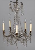 A French glass pendant chandelier