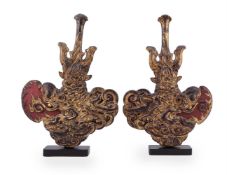 A pair of giltwood finials/pagoda sections