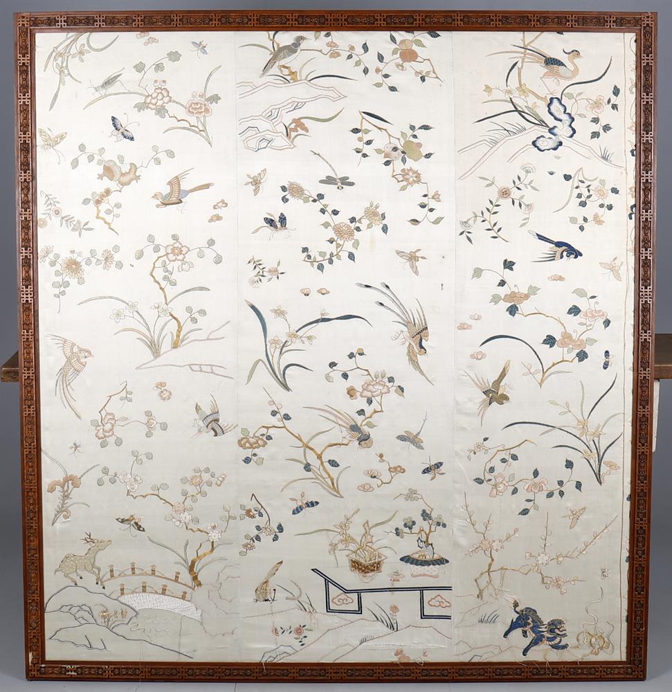 A Chinese embroidered silk panel