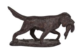 A contemporary bronzed metal model of a spaniel