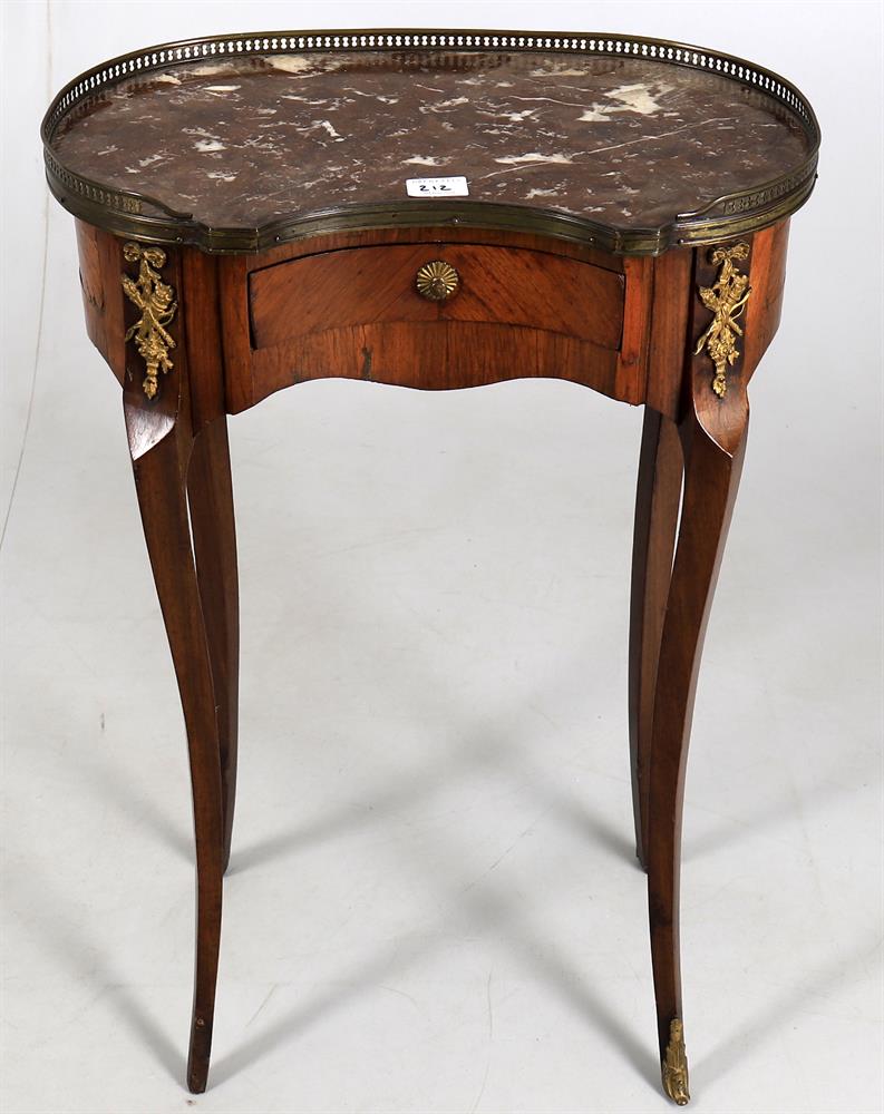 A late 19th century French mahogany and gilt metal mounted marble top bedside table - Image 4 of 6