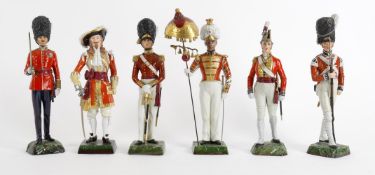 Six Sitzendorf porcelain military figures