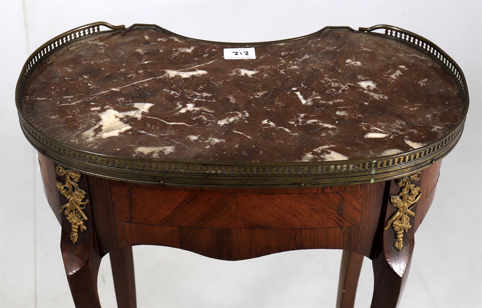 A late 19th century French mahogany and gilt metal mounted marble top bedside table - Image 6 of 6