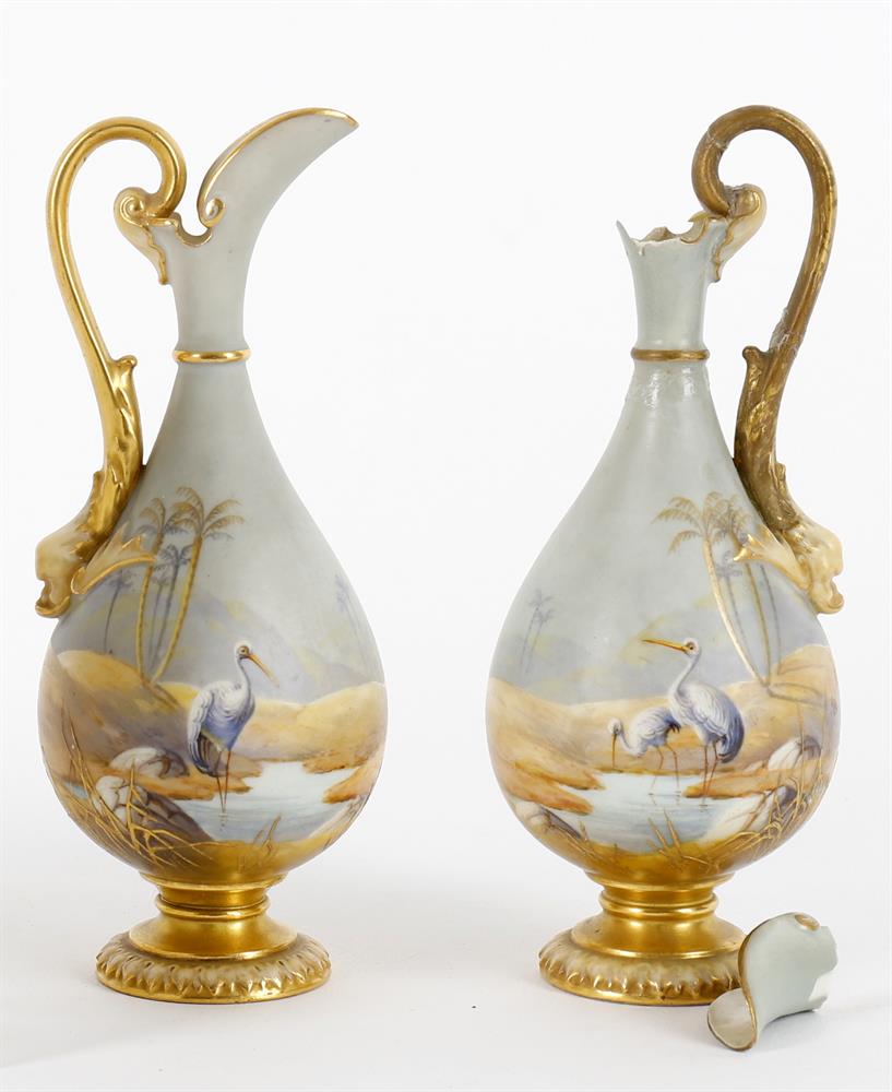 A pair of Albert Shuck for Royal Worcester small ewers - Image 2 of 4