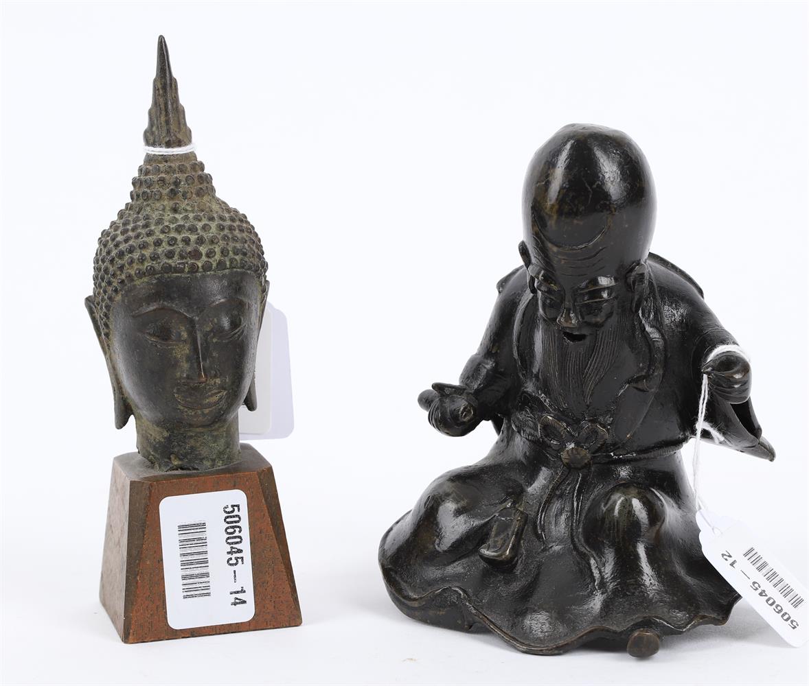 Asian items including a Chinese bronze figure of a man dancing on a pedestal - Image 8 of 10