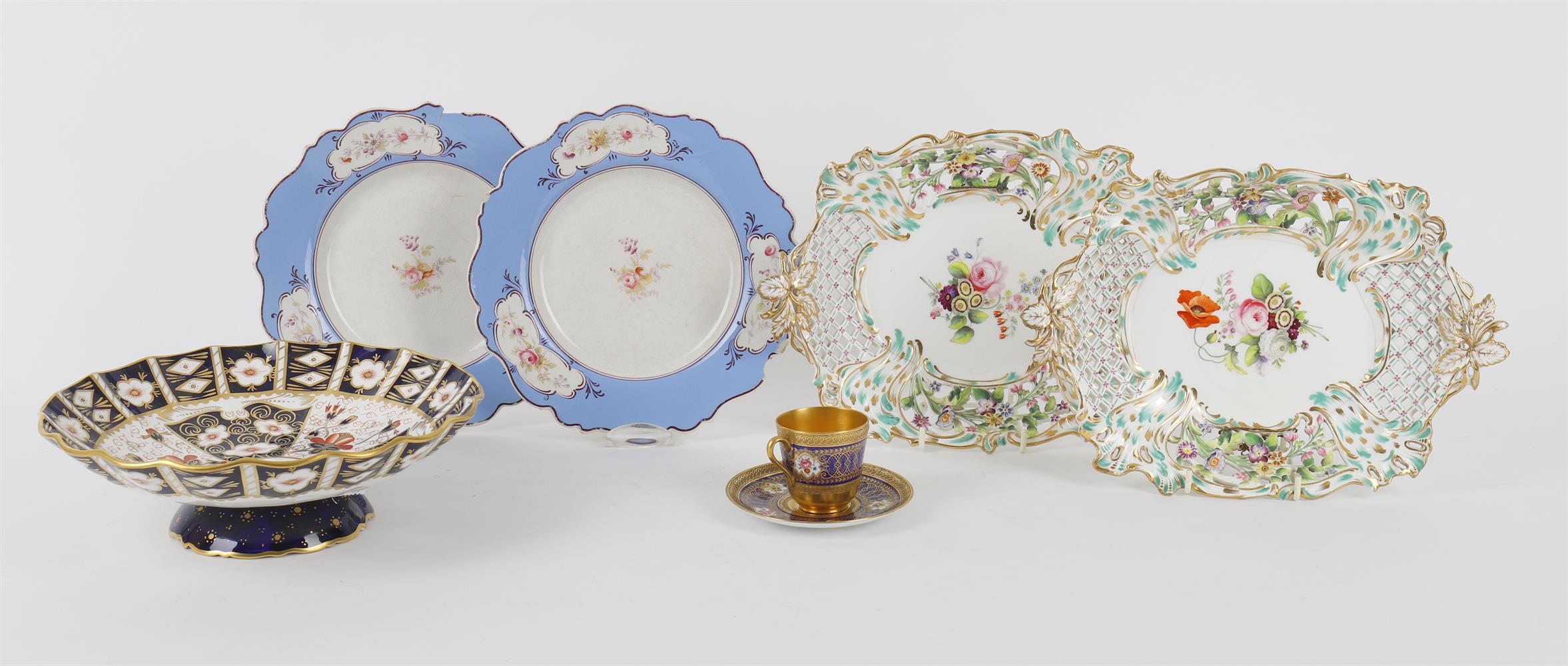 English porcelain including a pair of Royal Worcester glazed parian and gilt figural candlesticks - Image 8 of 9