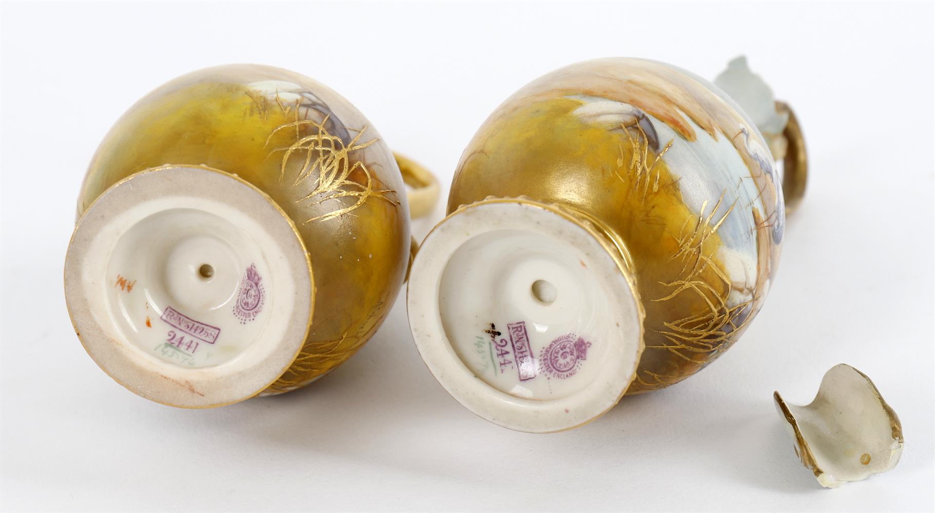 A pair of Albert Shuck for Royal Worcester small ewers - Image 4 of 4