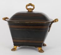 A 19th century painted tole ware coal box and cover