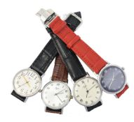 Luch, four stainless steel wrist watches