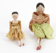 Two part painted softwood peg dolls
