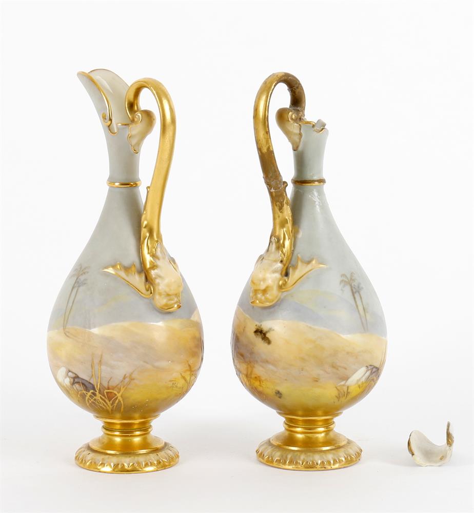 A pair of Albert Shuck for Royal Worcester small ewers - Image 3 of 4