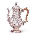 A George II silver baluster coffee pot by Frederick Kandler