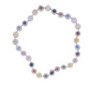 A diamond and coloured sapphire cluster necklace by Assil, New York