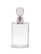 A medium silver mounted lockable glass decanter and stopper by Hukin & Heath Ltd