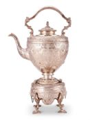 Y A Victorian Scottish silver shoulder ovoid kettle on stand by David Crichton Rait