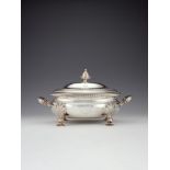 A late George II silver oval soup tureen and cover by Aymé Videau