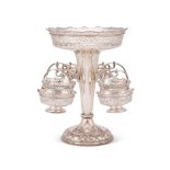 An Edwardian silver table centrepiece or epergne by George Nathan and Ridley Hayes