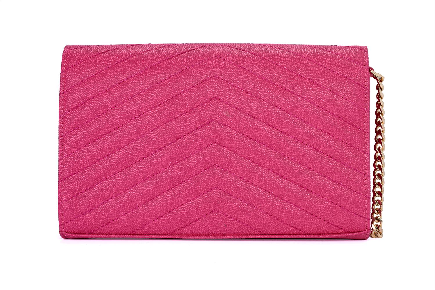 Yves Saint Laurent, a pink leather chevron clutch bag - Bild 2 aus 2