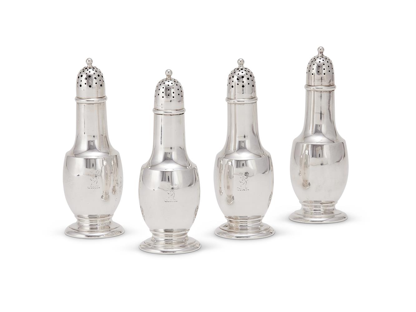 Tiffany, a set of four American silver pepperettes by Tiffany & Co.