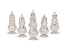 Tiffany, a set of six American silver small pepperettes by Tiffany & Co.