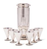 A rare Danish Art Deco silver cocktail set by Georg Jensen