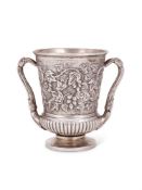 A good 19th century Indian colonial silver twin handled cup