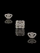 An Art Deco diamond triple clip brooch