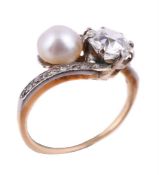 A diamond and pearl crossover ring