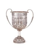 A fine late 19th century Indian silver twin handled trophy cup by Heerappa Boochena