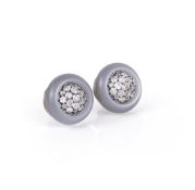 A pair of diamond and grey moonstone cluster ear studs by Hemmerle