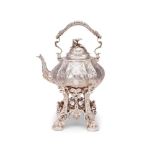 Y A late 19th century French silver kettle on stand