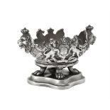 A late Victorian cast silver shaped oval bowl by The Goldsmiths & Silversmiths Co. Ltd.