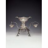 A George III silver shaped oval centrepiece or epergne by Emick Romer