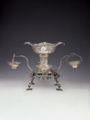 A George III silver shaped oval centrepiece or epergne by Emick Romer