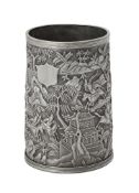 A Chinese silver tapering mug by Lee Ching