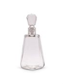 A large silver mounted lockable glass decanter and stopper by Hukin & Heath Ltd