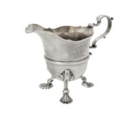 A late George II Irish silver cream jug by Edward Raper