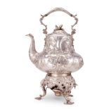 Y An early Victorian silver large baluster kettle on stand by Robert Hennell III