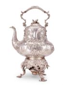 Y An early Victorian silver large baluster kettle on stand by Robert Hennell III