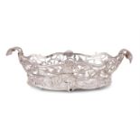 A late Victorian silver shaped oval basket by Charles Boyton