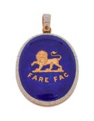 A 19th century blue and white enamelled locket for the Fairfax family