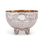 A late Victorian silver small hemispherical rose bowl by the Barnard Bros