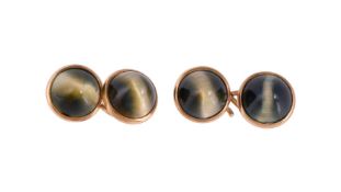 A pair of late Victorian hawks eye cufflinks