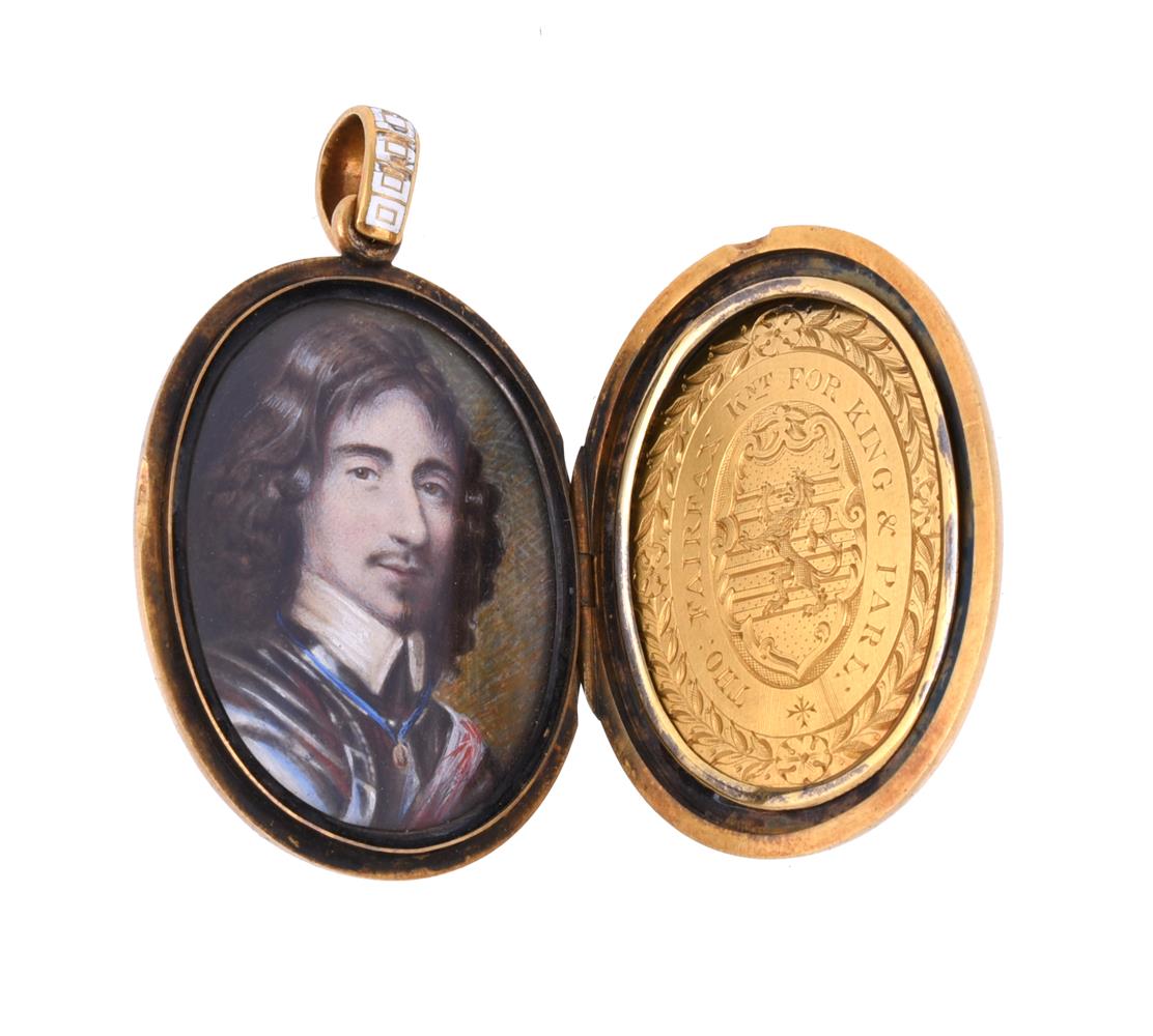 A 19th century blue and white enamelled locket for the Fairfax family - Image 4 of 4