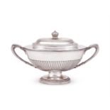 A George III silver oval pedestal small soup tureen and cover by Andrew Fogelberg & Stephen Gilbert