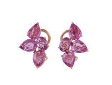 A pair of pink sapphire Beneath The Rose earrings by William & Son