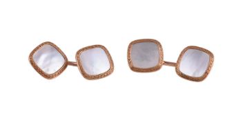 Y A pair of mother of pearl cufflinks by William & Son