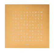 Biegert & Funk, Qlocktwo Touch, a gold coloured table clock
