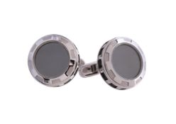 A pair of hematite and resin cufflinks by William & Son
